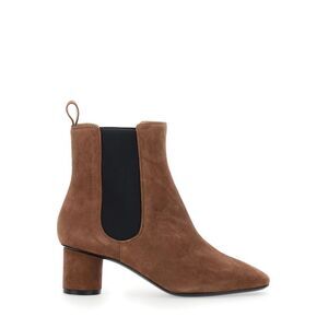 Pollini Women Brown Ankle Boots With Elastic Side Panel In Suede Woman